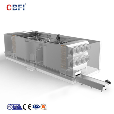 Congelador espiral IQF de refrigeração amoniacal rápida com capacidade de 800 kg por hora