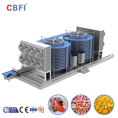 Congelador espiral dobro rápido de aço inoxidável para choque industrial que congela a máquina do congelador de Iqf