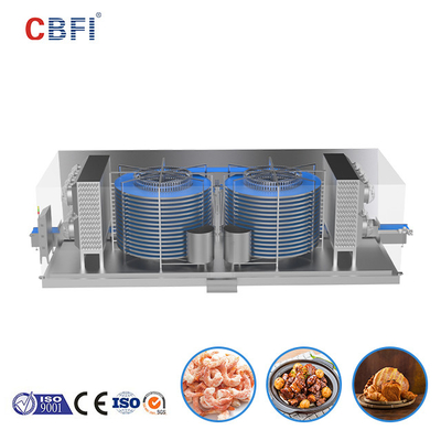 equipamento de refrigeração em forma de caixa inteligente do congelador rápido do congelador da espiral do dobro de 800kg/H IQF