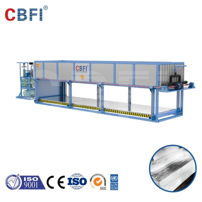 CE/ISO 220V/50Hz Máquina de bloqueamento de gelo de arrefecimento direto com controle PLC do evaporador de aço inoxidável